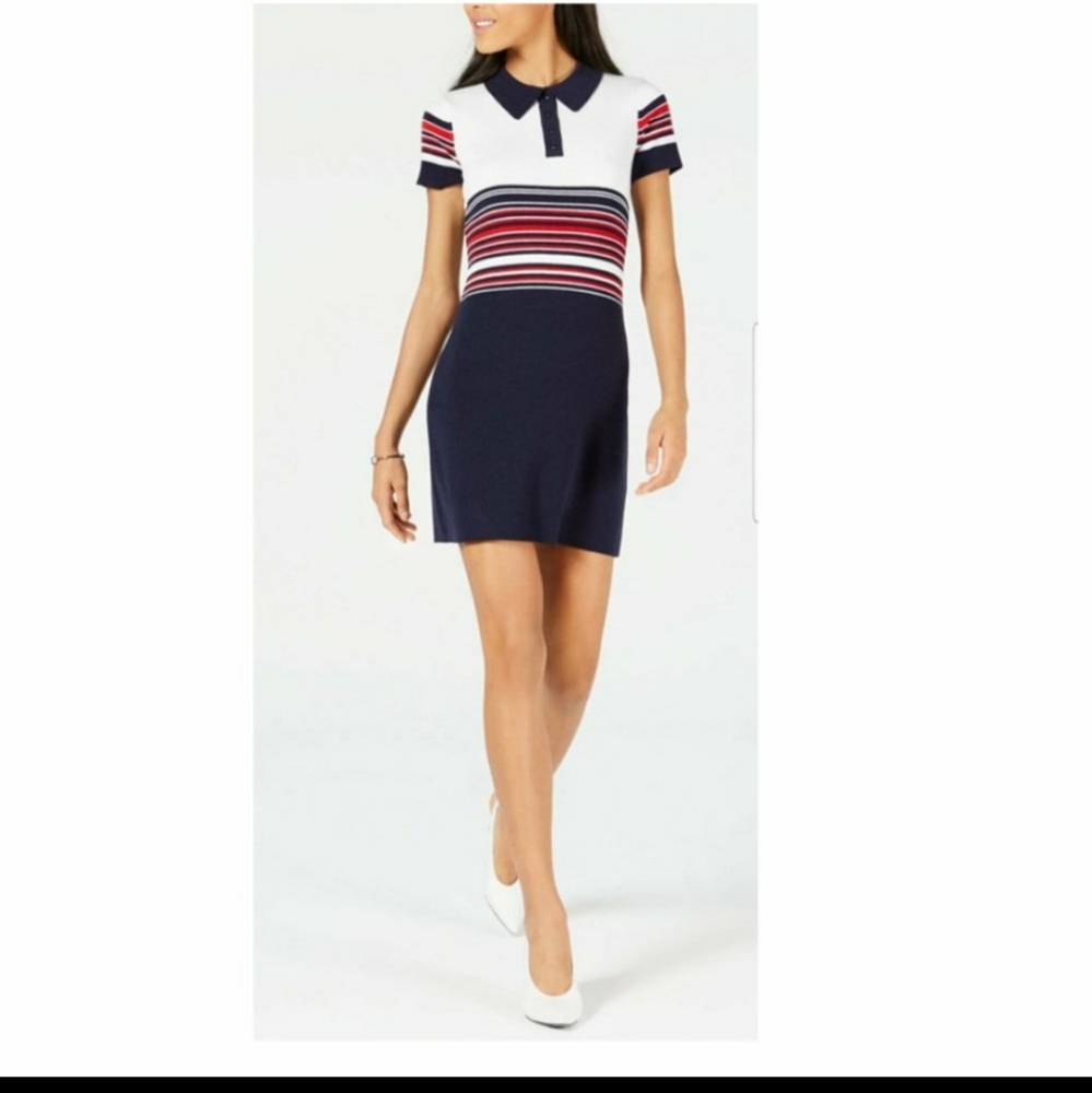 NEW  Maison Jules Striped Polo Sweater dress Large